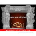 carved indoor white marble fireplace